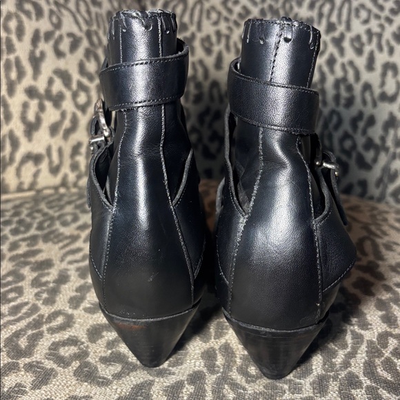 Vintage Justin Boots Black Ankle strappy heeled cowboy boots biker western 10 main image 1